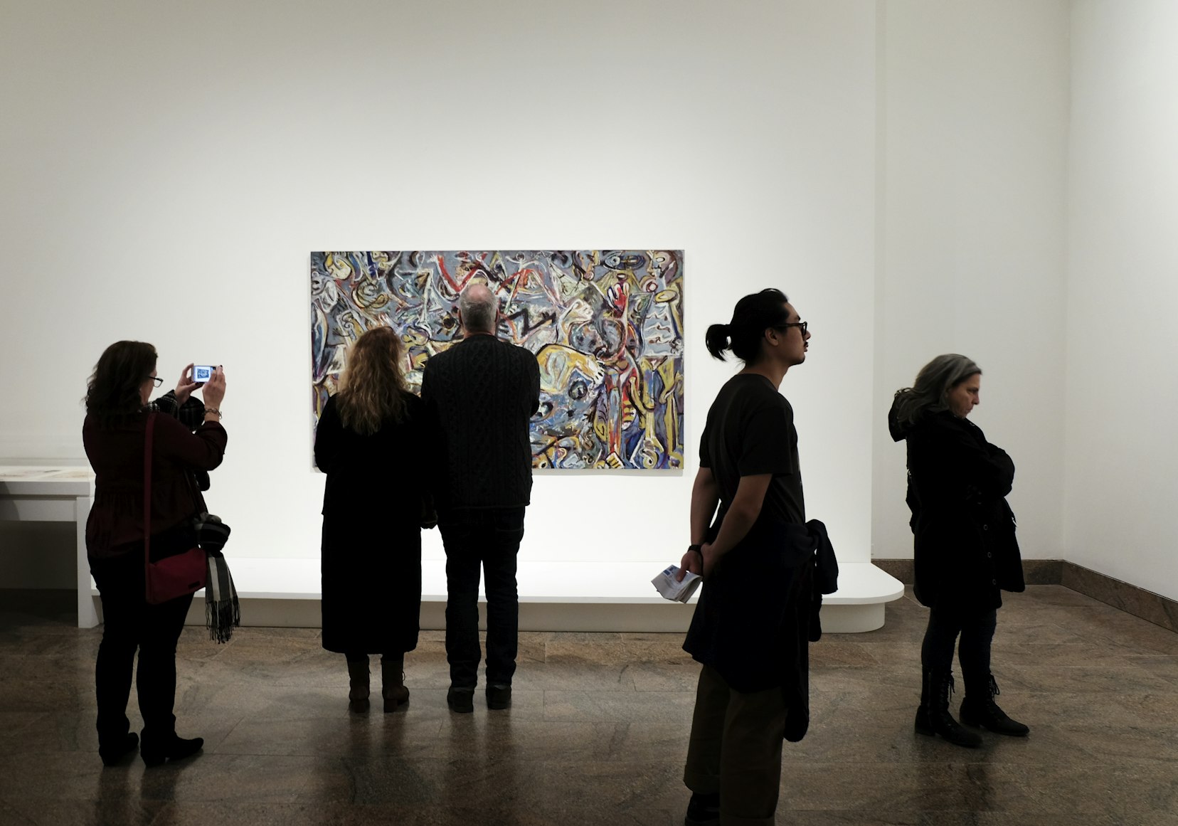 Visitors in an art gallery